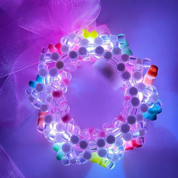 LASR Kawaii Bubble Light Up Ribbon Rave Kandi Bracelet - Picture 5 of 7